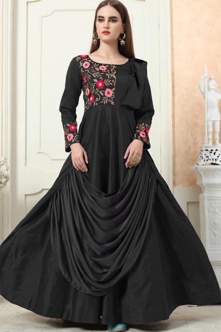 Black Art silk Gown