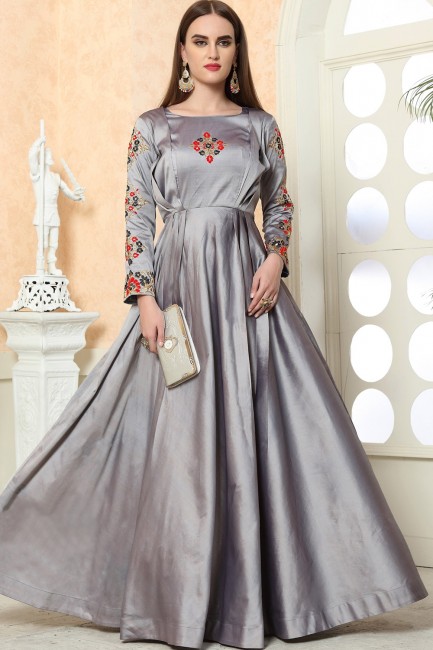 Grey Art silk Gown