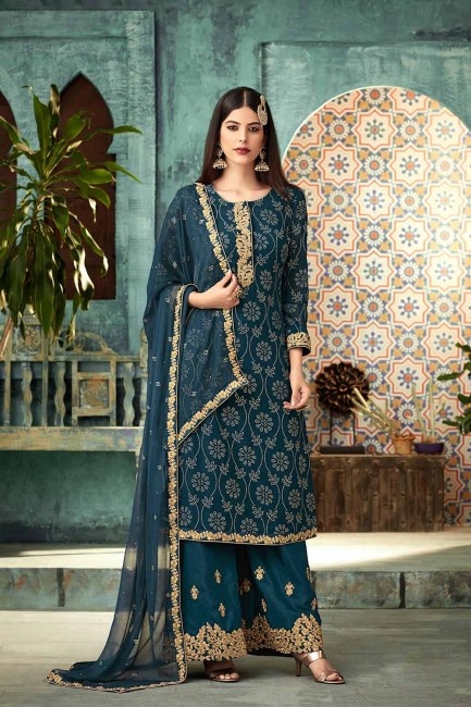 Exquisite Georgette Palazzo Suits in Blue