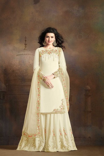 Silk Palazzo Suits with Silk in Off White