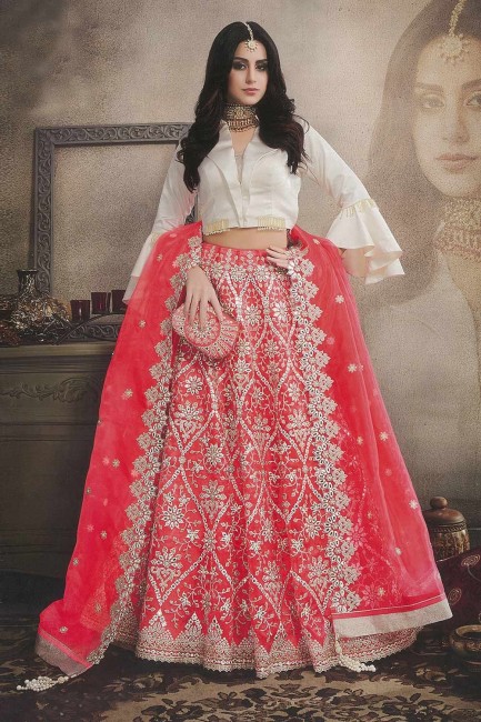 Exquisite Red Silk Lehenga Choli