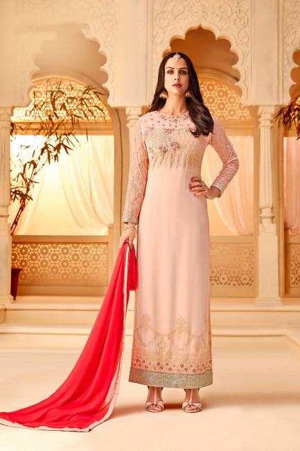 Baby Pink Georgette Pallazzo Pant Palazzo Suits