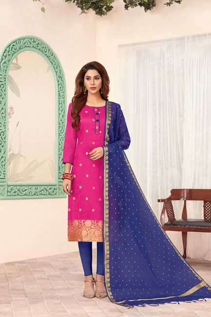 Art Silk Rani Pink Churidar Suits in Art Silk