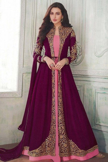 Purple Georgette Anarkali Suits with dupatta