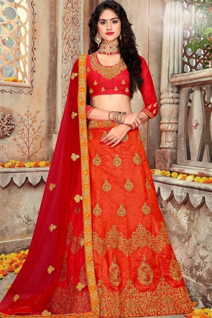 Exquisite Red Art silk Lehenga Choli