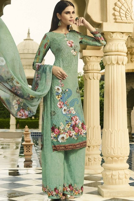 Crepe Palazzo Suits in Light Green