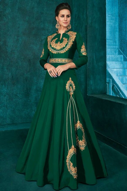 Dark green Art silk Gown Dress