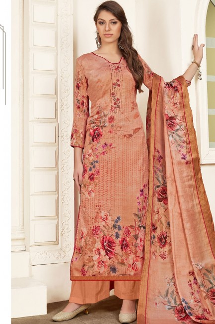 Peach Palazzo Suits in Satin Satin