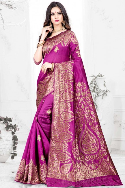 Light Purple Silk Weaving Saree with Blouse