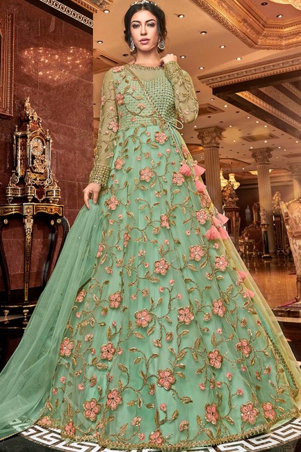 Light Green Anarkali Suits with Net