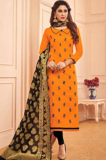 Orange Salwar Kameez in Cotton