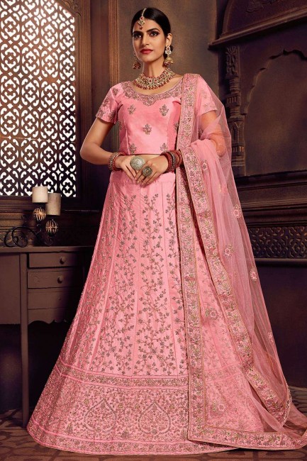 Enticing Pink Art silk Lehenga Choli