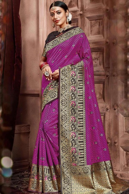 Ravishing Pink & Magenta Weaving Saree in Art Silk