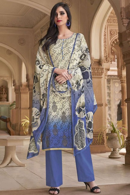 Cotton off White Palazzo Suits in Cotton