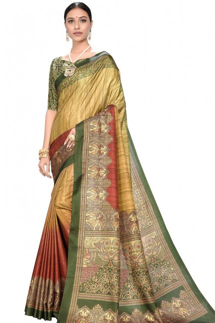 Multicolor Saree with Printed Art Silk