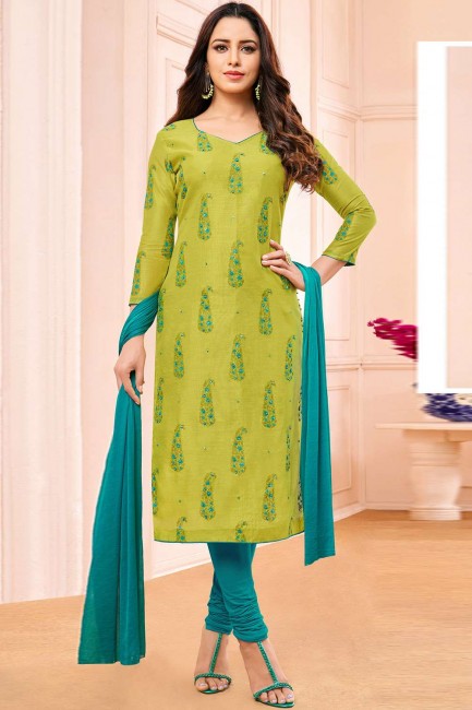 Silk Green Salwar Kameez in Silk