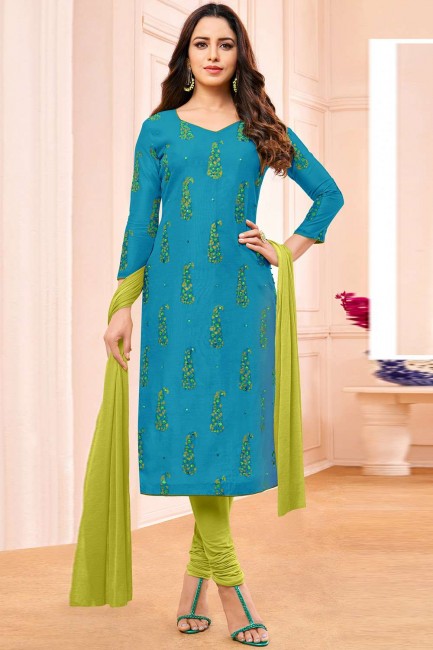 Blue Salwar Kameez in Silk