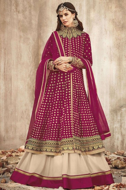 Velvet Velvet Pink Anarkali Suits with dupatta