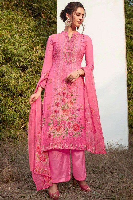 Georgette Pallazzo Pant Palazzo Suits in Pink Georgette