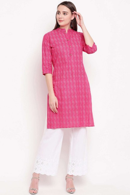 Latest Ethnic Rani pink Cotton Kurti