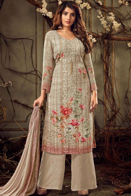 Georgette Palazzo Suits in Pale Grey with Georgette