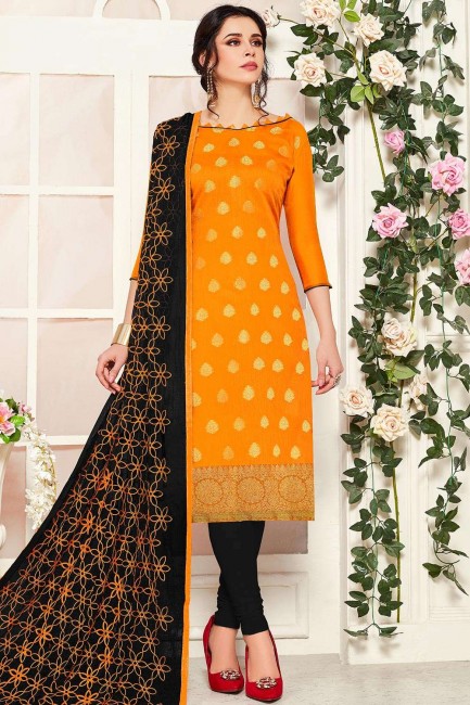 Silk Orange Salwar Kameez with dupatta