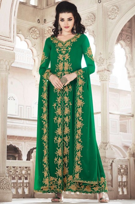 Georgette Palazzo Suits in Green