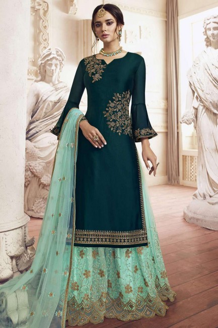 Teal Green Georgette Sharara Suits