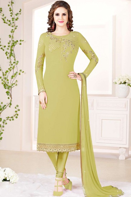 Georgette Churidar Suits in Light Green