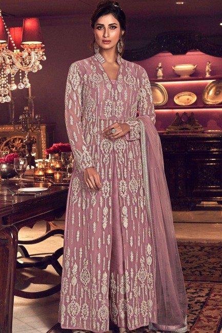 Net Pastel Pink Anarkali Suit in Net
