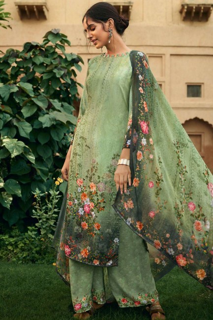 Luring Crepe Green Palazzo Suit with dupatta