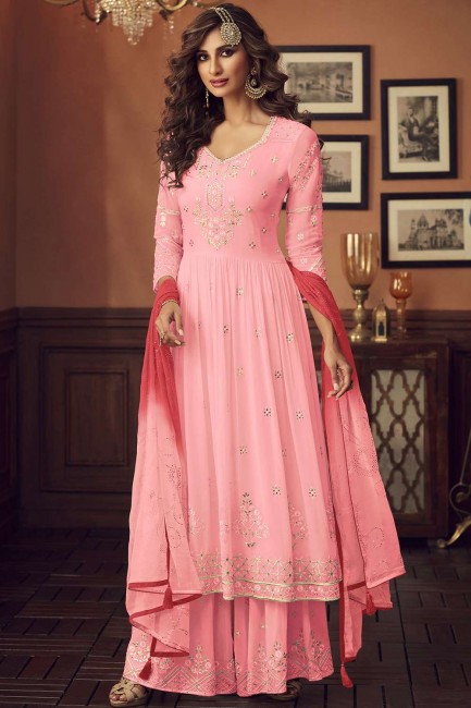 Anarkali Suit in Pink Georgette with Georgette