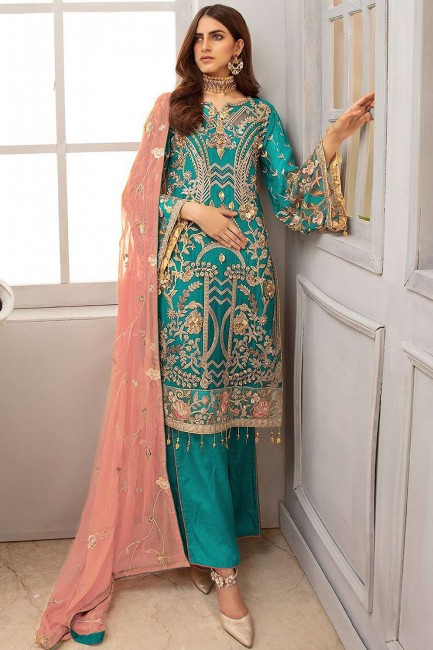 Georgette Blue Palazzo Suit in Georgette