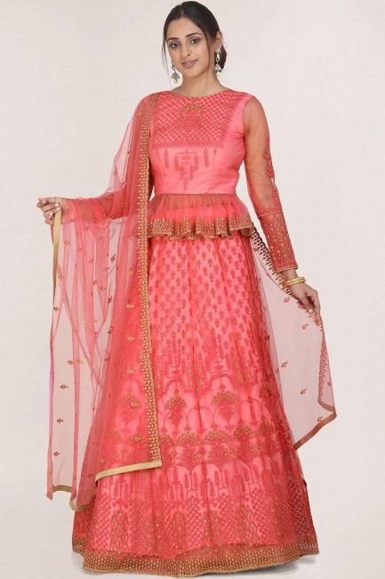 Splendid Pink Net Lehenga Choli