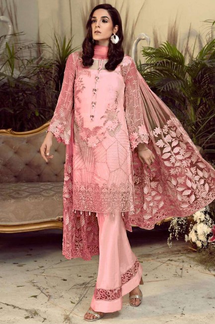 Pink Georgette Palazzo Suit with Georgette