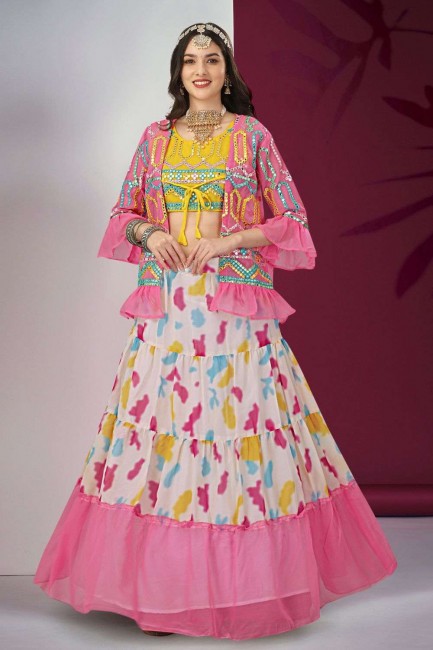 Multicolor Georgette Wedding Lehenga Choli with Embroidered
