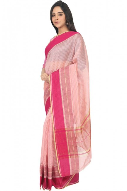 Baby pink Saree with Weaving Silk