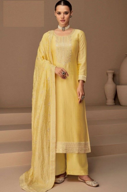 Yellow  Palazzo Suit in Silk