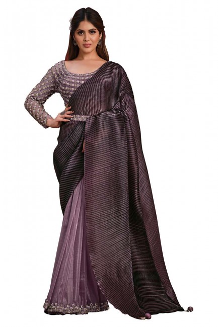 Lavendra  Banarasi silk Saree with Stone,sequins,thread