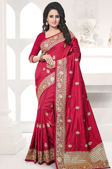 Elegant Red Art Silk saree