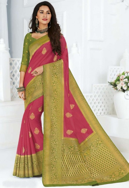 Pink Weaving Saree in Silk