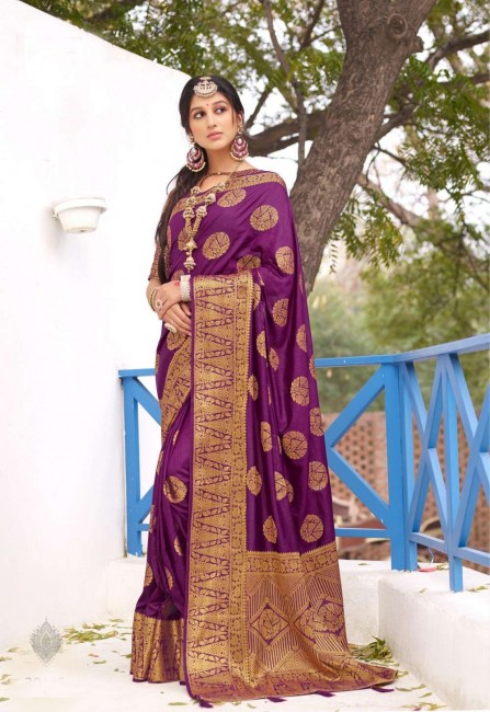 Purple color Dolla Silk South Indian Saree