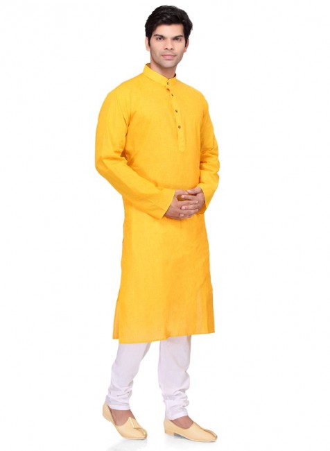 Yellow Cotton Ethnic Wear Kurta Readymade Kurta Payjama