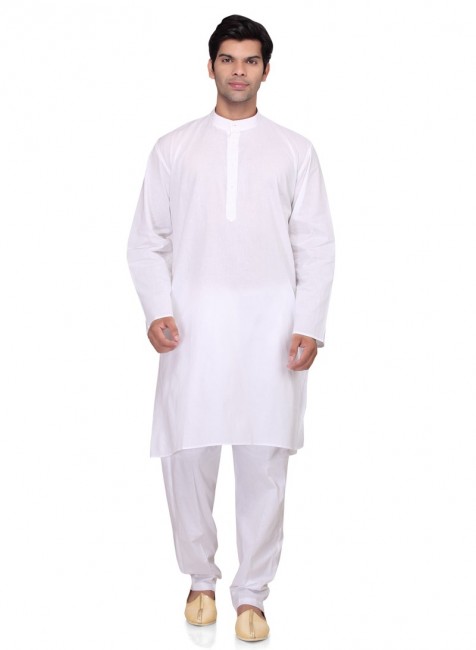Stylish White Cotton Ethnic Wear Kurta Readymade Kurta Payjama