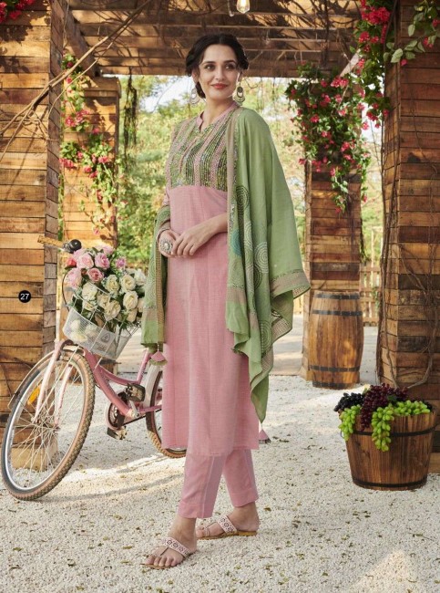 Light Pink Silk Straight Pant Straight Pant Suit in Silk