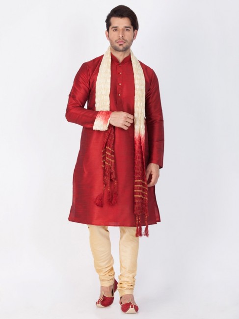 Glorious Maroon Cotton Silk Ethnic Wear Kurta Readymade Kurta Payjama