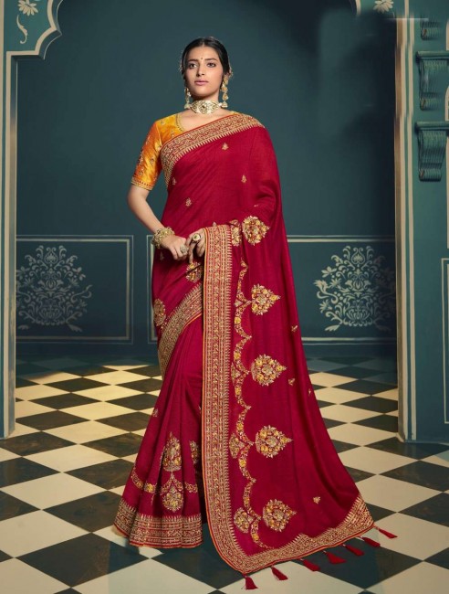 Luring Red color Silk saree