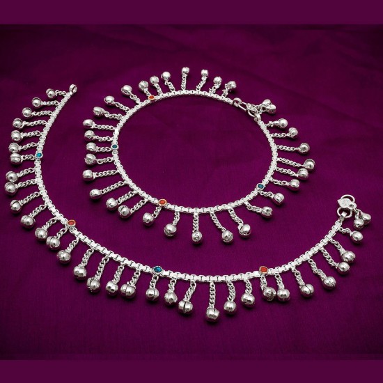 Silver without stone Anklet Set
