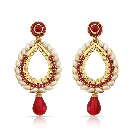 Stones & Beads Black, Red & Golden Earrings