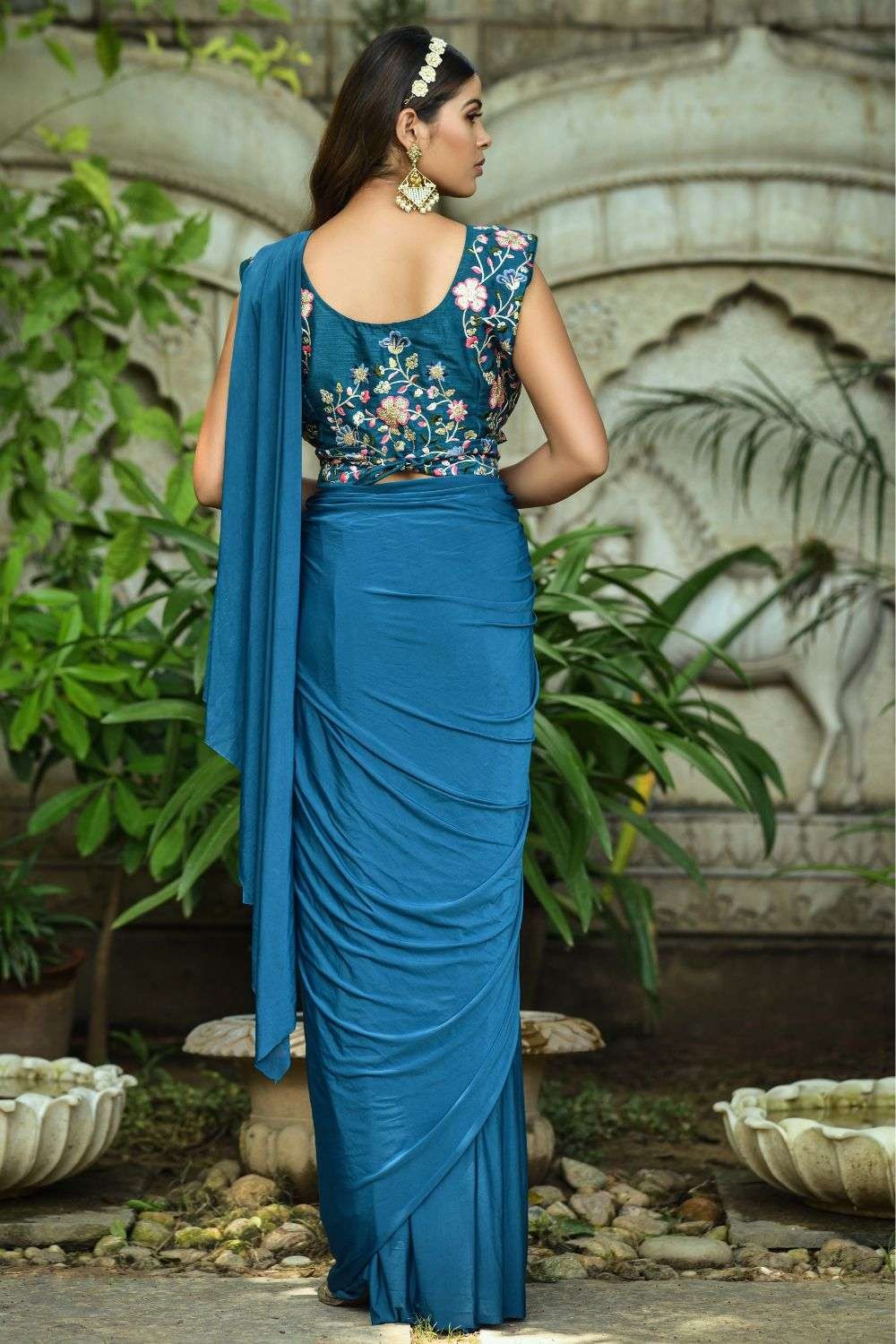 Blue Coloured Cotton Lycra Saree Shape wear!! – Royskart